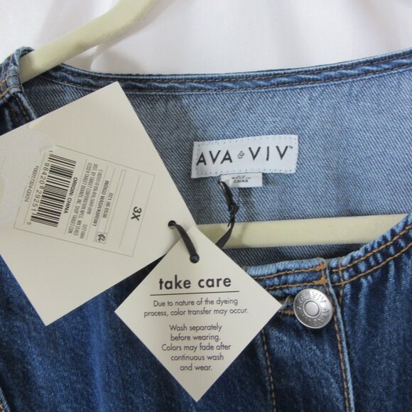 Ava & Viv Denim Shacket Blue Denim Barn Jacket Shirt Midweight Size 3X NWT - Picture 4 of 9